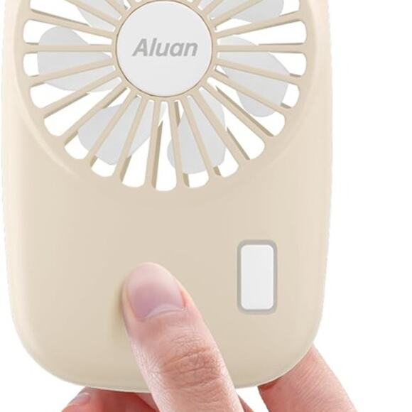 Handheld Mini Fan Small Personal Portable Speed Adjustable USBRechargeable Beige - Picture 3 of 8